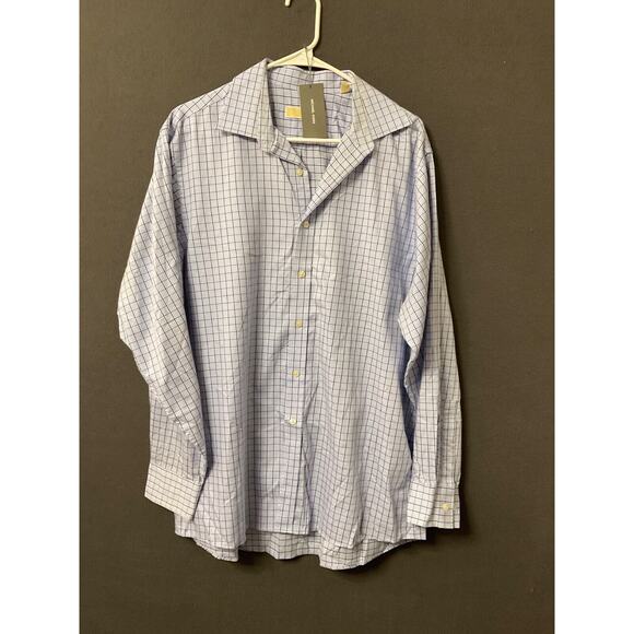 Michael Kors Blue Checkered Dress Shirt Size 16 1/2 Regular Fit 34/35 NWT - Picture 1 of 5